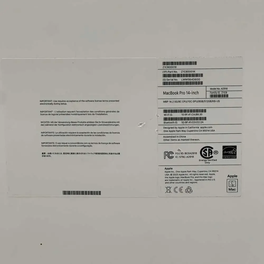 Apple MacBook Pro 14-inch Model #A2918 512GB Replacement EMPTY BOX ONLY!